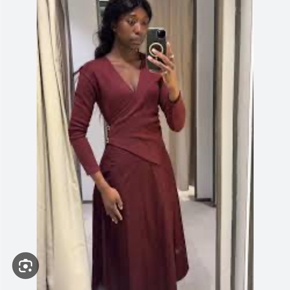 Zara NWT contrasting clasp dress eggplant 0264/162